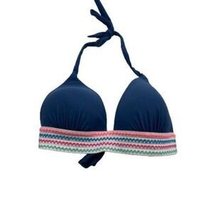 Salt + Cove Swim Bikini Top Blue Multi Halter XS